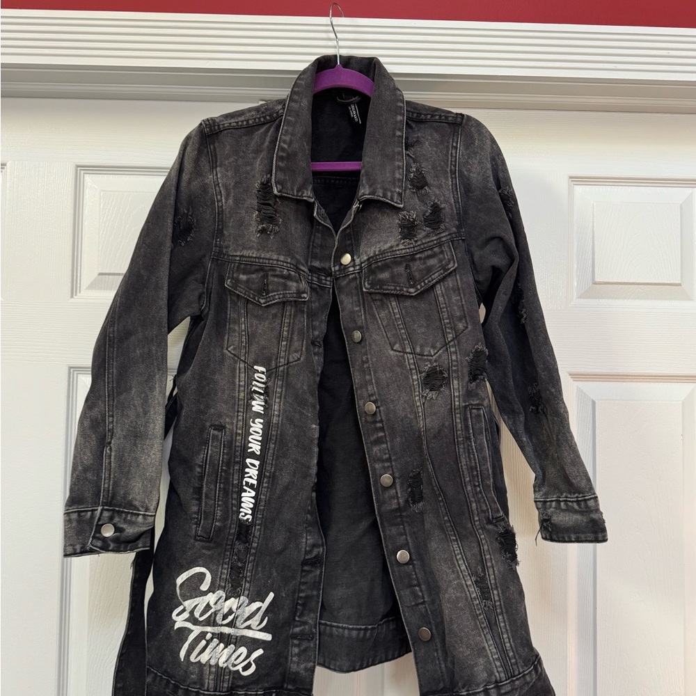 Black Distressed Denim Jacket